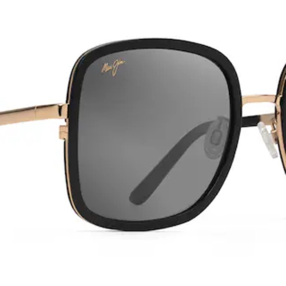Maui Jim PUA Women's Black & Gold Polarized Square Sunglasses